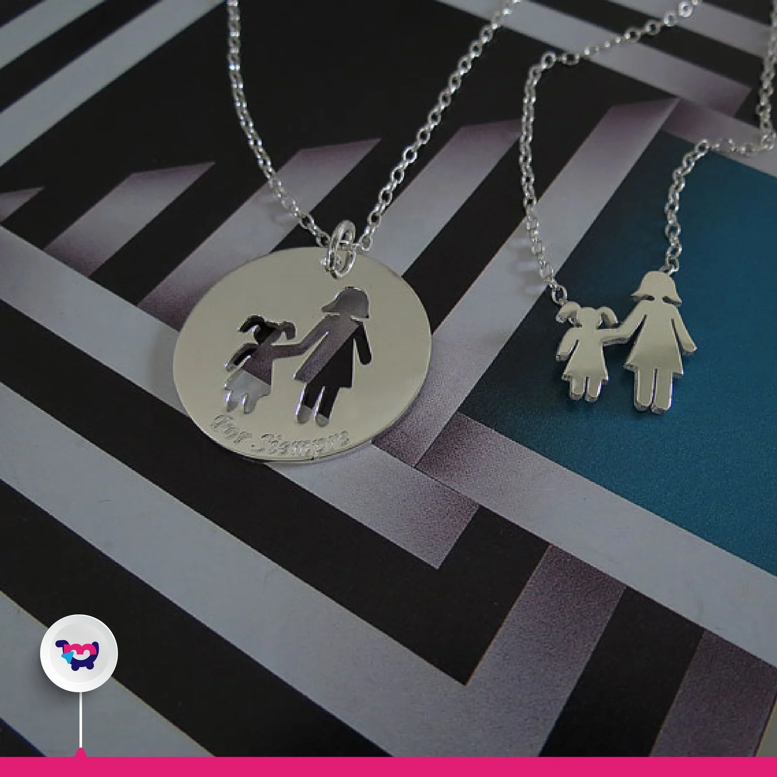 Dijes mamá e hijas siluetas