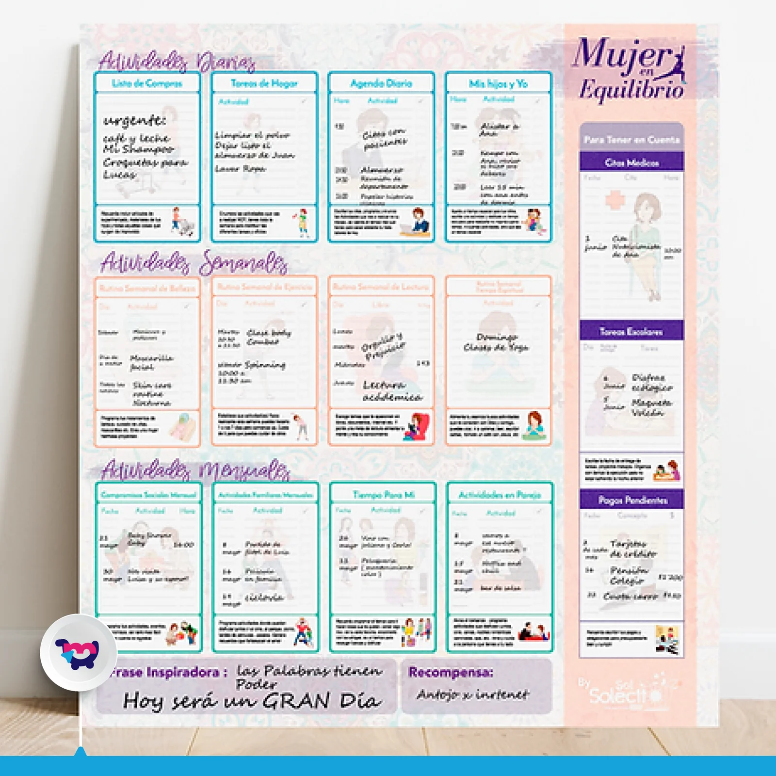 Mujer en equilibrio – tablero planeador